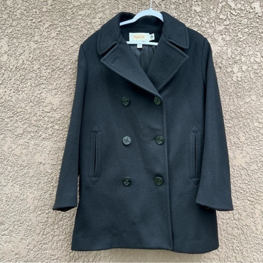 Vintage Talbots Wool Peacoat Women’s 10 Black Double Breasted w/ Sailor Buttons
